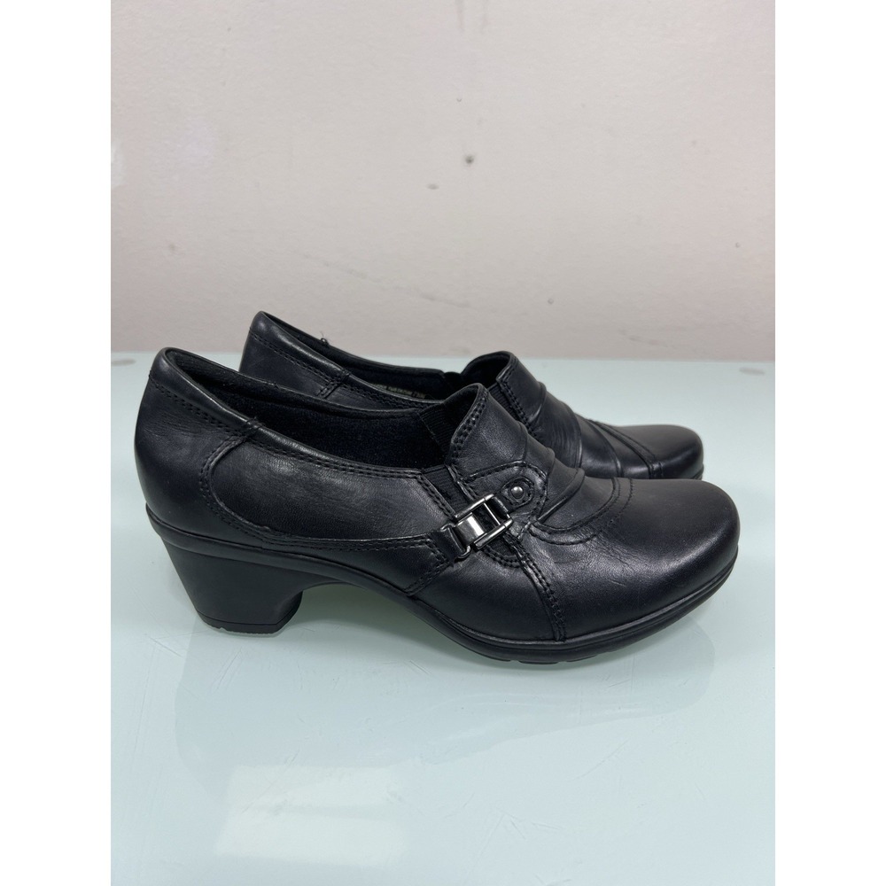 Earth Origins Roxanne Women's 7.5M‎ Black Leather Comfort Work Heel Shoes
